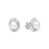 Cercei argint cu perle naturale albe si cristale DiAmanti SK23372E_W-G